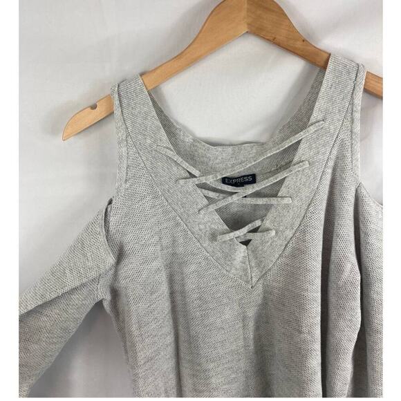 Express Two Way Lace Up Cold Shoulder Sweater XS - Picture 6 of 8